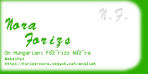 nora forizs business card